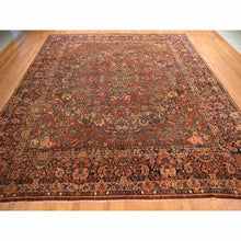 Load image into Gallery viewer, 13&#39;8&quot;x15&#39;10&quot; Cinnamon Red, Antique Persian Sarouk, Xl Squarish Size, Clean, Excellent Condition, Light And Dark Side Highlights, Soft With Sides And Ends Secured, 100% Wool, Hand Knotted Oriental Rug FWR469956