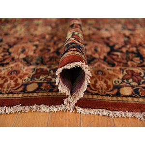 13'8"x15'10" Cinnamon Red, Antique Persian Sarouk, XL Squarish Size, Clean, Excellent Condition, Light and Dark Side Highlights, Soft with Sides and Ends Secured, 100% Wool, Hand Knotted Oriental Rug FWR469956