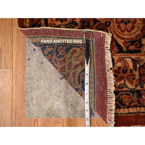 13'8"x15'10" Cinnamon Red, Antique Persian Sarouk, XL Squarish Size, Clean, Excellent Condition, Light and Dark Side Highlights, Soft with Sides and Ends Secured, 100% Wool, Hand Knotted Oriental Rug FWR469956