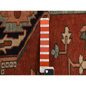 9'2"x14' Chili Red, Antique Persian Serapi, Clean, Good Condition, Even Wear, Soft with Sides and Ends Secured, 100% Wool, Hand Knotted Oriental Rug FWR469962