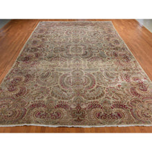 Load image into Gallery viewer, 11&#39;7&quot;x19&#39;3&quot; Bone White, Antique Persian Kerman, Clean, Some Wear, Sides And Ends Secured, 100% Wool, Hand Knotted, Oversized, Oriental Rug FWR469974