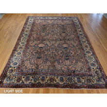 Load image into Gallery viewer, 9&#39;10&quot;x13&#39;7&quot; Coral Salmon, Antique Persian Mohajeren Sarouk, Clean And Soft, Good Restorations, Sides And Ends Secured, 100% Wool, Hand Knotted Oriental Rug FWR469980