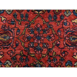 5'3"x6'7" Crimson Red, Antique Persian Lilihan, Clean and Soft, Even Pile, Sides and Ends Secured, 100% Wool, Hand Knotted Oriental Rug FWR469992