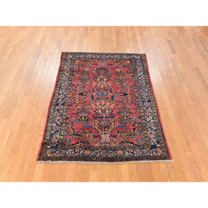 4'10"x6'5" Ruby Red, Antique Persian Lilihan, Clean And Soft, Even Pile, Sides And Ends Secured, 100% Wool, Hand Knotted Oriental Rug FWR469998