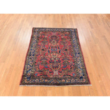 Load image into Gallery viewer, 4&#39;10&quot;x6&#39;5&quot; Ruby Red, Antique Persian Lilihan, Clean And Soft, Even Pile, Sides And Ends Secured, 100% Wool, Hand Knotted Oriental Rug FWR469998