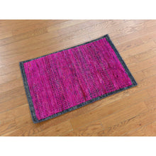 Load image into Gallery viewer, 2&#39;x3&#39;1&quot; Hot Pink, Sari Silk With Oxidized Wool, Simple And Colorful Sample, Mat Size, Hand Knotted Oriental Rug FWR470016
