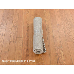 2'x3' Bone White, Dot Design, Sample, Pure Alpaca Unmixed Wool, Hand Knotted, Super Soft And Fine To The Touch, Mat, Oriental Rug FWR470040