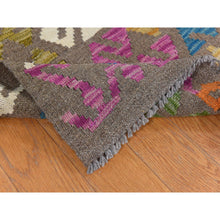 Load image into Gallery viewer, 8&#39;2&quot;x9&#39;6&quot; Peanut Brown, Afghan Kilim With Colorful All Over Geometric Pattern, Pure Wool, Vegetable Dyes, Flat Weave, Hand Woven, Reversible, Oriental Rug FWR470058