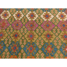 Load image into Gallery viewer, 8&#39;2&quot;x9&#39;6&quot; Peanut Brown, Afghan Kilim With Colorful All Over Geometric Pattern, Pure Wool, Vegetable Dyes, Flat Weave, Hand Woven, Reversible, Oriental Rug FWR470058