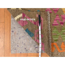 Load image into Gallery viewer, 8&#39;2&quot;x9&#39;6&quot; Peanut Brown, Afghan Kilim With Colorful All Over Geometric Pattern, Pure Wool, Vegetable Dyes, Flat Weave, Hand Woven, Reversible, Oriental Rug FWR470058