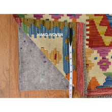 Load image into Gallery viewer, 8&#39;6&quot;x11&#39; Salsa Red, Organic Wool, Afghan Kilim With All Over Colorful Geometric Pattern, Natural Dyes, Flat Weave, Hand Woven, Reversible, Oriental Rug FWR470064