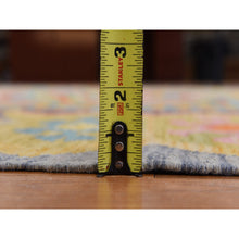 Load image into Gallery viewer, 8&#39;3&quot;x11&#39;2&quot; Olive Green, Afghan Kilim With All Over Colorful Geometric Pattern, Pure Wool, Vegetable Dyes, Flat Weave, Hand Woven, Reversible, Oriental Rug FWR470070