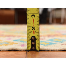 Load image into Gallery viewer, 8&#39;4&quot;x10&#39;10&quot; Bone White, Afghan Kilim With All Over Colorful Geometric Pattern, 100% Wool, Natural Dyes, Flat Weave, Hand Woven, Reversible, Oriental Rug FWR470076