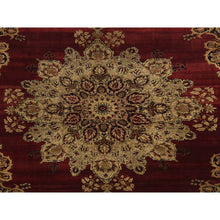 Load image into Gallery viewer, 10&#39;10&quot;x15&#39;3&quot; Cranberry Red, Antique Persian Lavar Kerman, Center Medallion, Flower Design, Zero Pile, Clean, Sides And Ends Professionally Secured, Properly Restored, 100% Wool, Hand Knotted, Oriental Rug FWR470100