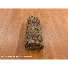Load image into Gallery viewer, 10&#39;10&quot;x15&#39;3&quot; Cranberry Red, Antique Persian Lavar Kerman, Center Medallion, Flower Design, Zero Pile, Clean, Sides And Ends Professionally Secured, Properly Restored, 100% Wool, Hand Knotted, Oriental Rug FWR470100