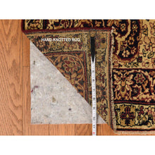Load image into Gallery viewer, 10&#39;10&quot;x15&#39;3&quot; Cranberry Red, Antique Persian Lavar Kerman, Center Medallion, Flower Design, Zero Pile, Clean, Sides And Ends Professionally Secured, Properly Restored, 100% Wool, Hand Knotted, Oriental Rug FWR470100