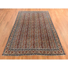 Load image into Gallery viewer, 7&#39;x10&#39;4&quot; Cherry Red With Ivory, Antique Persian Ghom, Shawl Design, Even Wear, Clean, Soft And Pliable, Sides And Ends Professionally Secured, 100% Wool, Hand Knotted Oriental Rug FWR470112