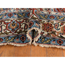 Load image into Gallery viewer, 7&#39;x10&#39;4&quot; Cherry Red With Ivory, Antique Persian Ghom, Shawl Design, Even Wear, Clean, Soft And Pliable, Sides And Ends Professionally Secured, 100% Wool, Hand Knotted Oriental Rug FWR470112