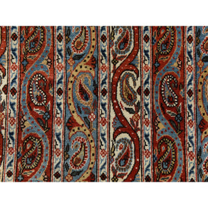 7'x10'4" Cherry Red With Ivory, Antique Persian Ghom, Shawl Design, Even Wear, Clean, Soft And Pliable, Sides And Ends Professionally Secured, 100% Wool, Hand Knotted Oriental Rug FWR470112