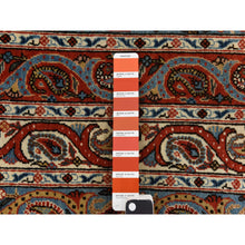 Load image into Gallery viewer, 7&#39;x10&#39;4&quot; Cherry Red With Ivory, Antique Persian Ghom, Shawl Design, Even Wear, Clean, Soft And Pliable, Sides And Ends Professionally Secured, 100% Wool, Hand Knotted Oriental Rug FWR470112