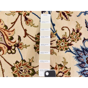 10'1"x14'8" Parchment Ivory, Vintage Persian Esfahan, 400 KPSI, Good Condition, Clean, Soft and Pliable, Hand Knotted, Wool and Silk on Silk Oriental Rug FWR470118