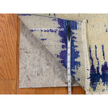 Load image into Gallery viewer, 2&#39;x3&#39; Bone White, Sari Silk With Textured Wool, Hand Knotted, Modern, Sample, Mat, Oriental Rug FWR470160