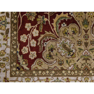 3'1"x5' Wine Red, Hand Knotted, 300 Kpsi, Persian Design, Hand Spun New Zealand Luxurious Wool Oriental Rug FWR470166