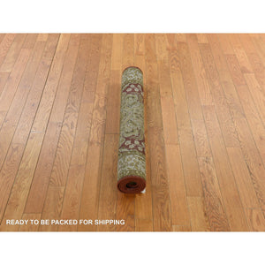 3'1"x5' Wine Red, Hand Knotted, 300 Kpsi, Persian Design, Hand Spun New Zealand Luxurious Wool Oriental Rug FWR470166