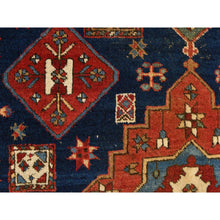 Load image into Gallery viewer, 4&#39;1&quot;x5&#39;10&quot; Yale Blue, Antique North West Persian, Geometric Tribal Motif, Even Wear, Clean, Soft And Pliable, Sides And Ends Professionally Secured, 100% Wool, Hand Knotted, Vegetable Dyes, Oriental Rug FWR470172