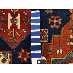 4'1"x5'10" Yale Blue, Antique North West Persian, Geometric Tribal Motif, Even Wear, Clean, Soft And Pliable, Sides And Ends Professionally Secured, 100% Wool, Hand Knotted, Vegetable Dyes, Oriental Rug FWR470172
