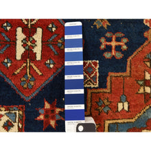 Load image into Gallery viewer, 4&#39;1&quot;x5&#39;10&quot; Yale Blue, Antique North West Persian, Geometric Tribal Motif, Even Wear, Clean, Soft And Pliable, Sides And Ends Professionally Secured, 100% Wool, Hand Knotted, Vegetable Dyes, Oriental Rug FWR470172
