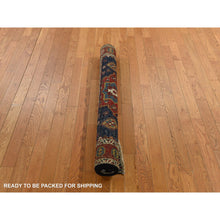 Load image into Gallery viewer, 4&#39;1&quot;x5&#39;10&quot; Yale Blue, Antique North West Persian, Geometric Tribal Motif, Even Wear, Clean, Soft And Pliable, Sides And Ends Professionally Secured, 100% Wool, Hand Knotted, Vegetable Dyes, Oriental Rug FWR470172