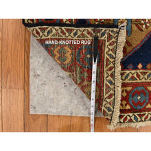 Load image into Gallery viewer, 4&#39;1&quot;x5&#39;10&quot; Yale Blue, Antique North West Persian, Geometric Tribal Motif, Even Wear, Clean, Soft And Pliable, Sides And Ends Professionally Secured, 100% Wool, Hand Knotted, Vegetable Dyes, Oriental Rug FWR470172