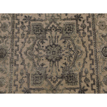 Load image into Gallery viewer, 2&#39;6&quot;x6&#39; Burlywood Brown, Wool And Silk, Hand Knotted, Heriz Design, All Over Leaf Pattern, Runner, Oriental Rug FWR470184