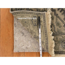 Load image into Gallery viewer, 2&#39;6&quot;x6&#39; Burlywood Brown, Wool And Silk, Hand Knotted, Heriz Design, All Over Leaf Pattern, Runner, Oriental Rug FWR470184