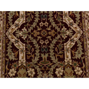 3'1"x5' Burgundy Red, Hand Knotted, 300 Kpsi, Hand Spun New Zealand Luxurious Wool, Persian Tabriz Design, Oriental Rug FWR470190