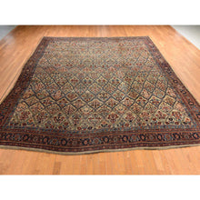 Load image into Gallery viewer, 12&#39;2&quot;x14&#39;7&quot; Peanut Brown, Antique Persian Bidjar, Trellis Garden Design, Even Wear, Clean, Sides And Ends Professionally Secured, 100% Wool On Wool, Hand Knotted, Oversized, Oriental Rug FWR470202