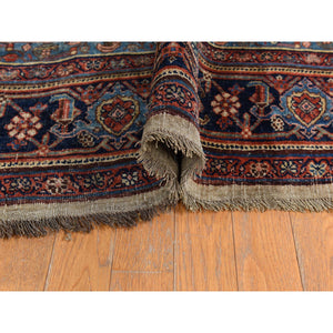 12'2"x14'7" Peanut Brown, Antique Persian Bidjar, Trellis Garden Design, Even Wear, Clean, Sides And Ends Professionally Secured, 100% Wool On Wool, Hand Knotted, Oversized, Oriental Rug FWR470202