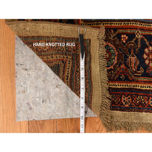 12'2"x14'7" Peanut Brown, Antique Persian Bidjar, Trellis Garden Design, Even Wear, Clean, Sides And Ends Professionally Secured, 100% Wool On Wool, Hand Knotted, Oversized, Oriental Rug FWR470202