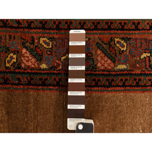 3'2"x15' Coffee Brown, Antique Camel Hair Serab, Pure Wool, Even Wear, Good Condition, Soft Pile, Hand Knotted, Clean, Sides And Ends Professionally Secured, Xl Runner, Oriental Rug FWR470208