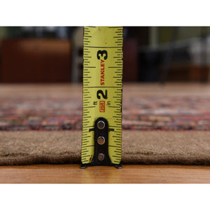 3'2"x15' Coffee Brown, Antique Camel Hair Serab, Pure Wool, Even Wear, Good Condition, Soft Pile, Hand Knotted, Clean, Sides And Ends Professionally Secured, Xl Runner, Oriental Rug FWR470208