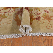 Load image into Gallery viewer, 8&#39;10&quot;x11&#39;8&quot; Honey Brown, Antique Chinese Nichols Art Deco, Golden Leaf Design, Even Wear, Professionally Cleaned, Soft Pile, 100% Wool, Clean, Sides And Ends Expertly Secured, Hand Knotted, Oriental Rug FWR470214