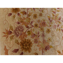 Load image into Gallery viewer, 8&#39;10&quot;x11&#39;8&quot; Honey Brown, Antique Chinese Nichols Art Deco, Golden Leaf Design, Even Wear, Professionally Cleaned, Soft Pile, 100% Wool, Clean, Sides And Ends Expertly Secured, Hand Knotted, Oriental Rug FWR470214