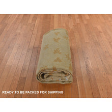 Load image into Gallery viewer, 8&#39;10&quot;x11&#39;8&quot; Honey Brown, Antique Chinese Nichols Art Deco, Golden Leaf Design, Even Wear, Professionally Cleaned, Soft Pile, 100% Wool, Clean, Sides And Ends Expertly Secured, Hand Knotted, Oriental Rug FWR470214