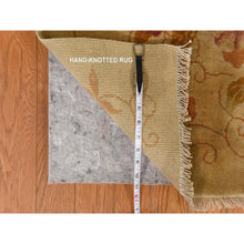 Load image into Gallery viewer, 8&#39;10&quot;x11&#39;8&quot; Honey Brown, Antique Chinese Nichols Art Deco, Golden Leaf Design, Even Wear, Professionally Cleaned, Soft Pile, 100% Wool, Clean, Sides And Ends Expertly Secured, Hand Knotted, Oriental Rug FWR470214