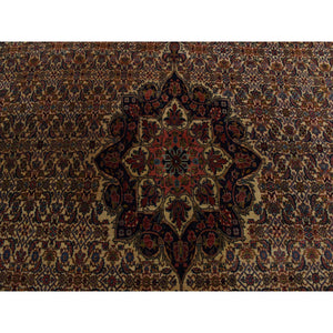 10'5"x13'8" Biscotti Yellow, Antique Persian Bidjar with Medallion Design, Nice Pile Throughout, Clean and Soft, 100% Wool, Hand Knotted, Oriental Rug FWR470238
