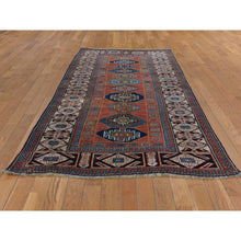 Load image into Gallery viewer, 3&#39;9&quot;x8&#39;4&quot; Auburn Red, Antique Caucasian Mogan Kazak, Nice Pile Throughout, Good Condition, Clean And Soft, 100% Wool, Hand Knotted, Wide Runner, Oriental Rug FWR470244