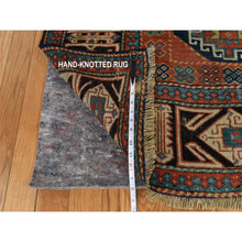 Load image into Gallery viewer, 3&#39;9&quot;x8&#39;4&quot; Auburn Red, Antique Caucasian Mogan Kazak, Nice Pile Throughout, Good Condition, Clean And Soft, 100% Wool, Hand Knotted, Wide Runner, Oriental Rug FWR470244