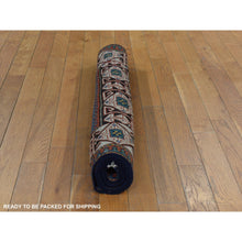 Load image into Gallery viewer, 3&#39;9&quot;x9&#39;2&quot; Tomato Red, Distressed Look Worn Wool Hand Knotted, Vintage Persian Turkaman with Elephant Feet Design Cropped Thin, Wide Runner Oriental Rug FWR487272