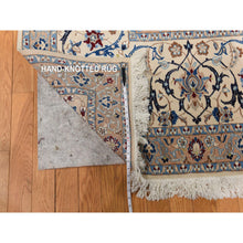 Load image into Gallery viewer, 13&#39;7&quot;x20&#39;7&quot; Linen White, Mansion Sized Persian Nain With Medallion Design, Finely Made, 300 Kpsi, Wool And Silk, Hand Knotted, Oriental Rug FWR470250
